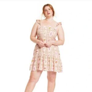 NWT XL Agua Bendita Target Floral Square-Neck Mini Dress Cottagecore Boho